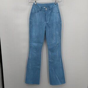 Princess Polly Blue Faux Leather Snake Embossed Pants Women’s Size 0 NWOT